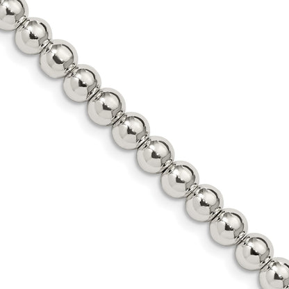 18 Inch Sterling Silver 5mm Beads On Box Chain Necklace