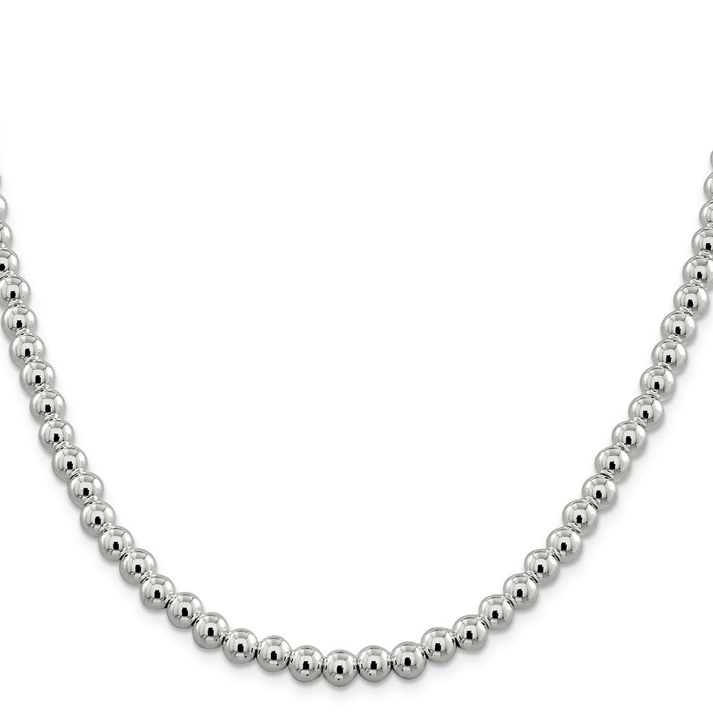 16 Inch Sterling Silver 6.1mm Beads On Box Chain Necklace