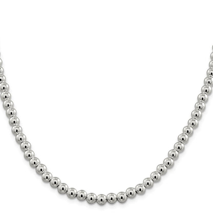16 Inch Sterling Silver 6.1mm Beads On Box Chain Necklace