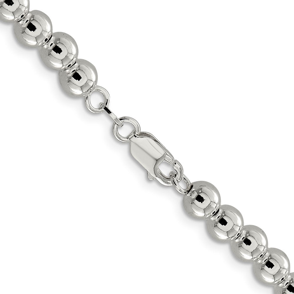 16 Inch Sterling Silver 6.1mm Beads On Box Chain Necklace