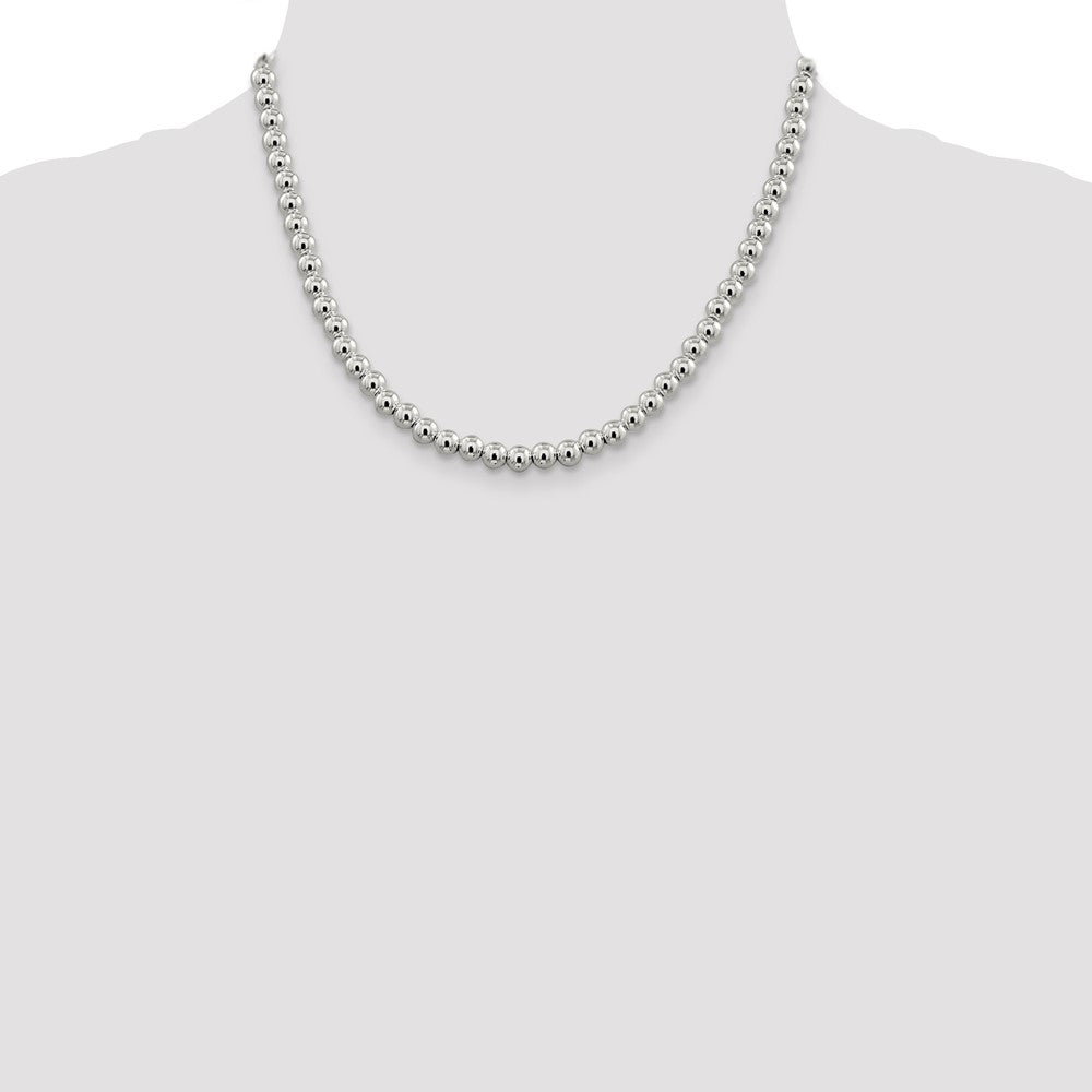18 Inch Sterling Silver 6.1mm Beads On Box Chain Necklace