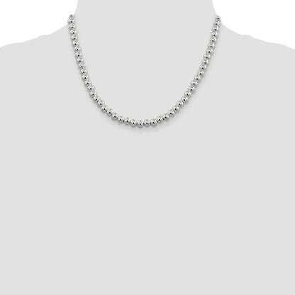18 Inch Sterling Silver 6.1mm Beads On Box Chain Necklace