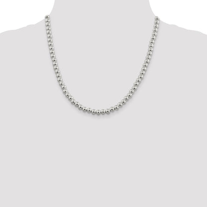20 Inch Sterling Silver 6.1mm Beads On Box Chain Necklace