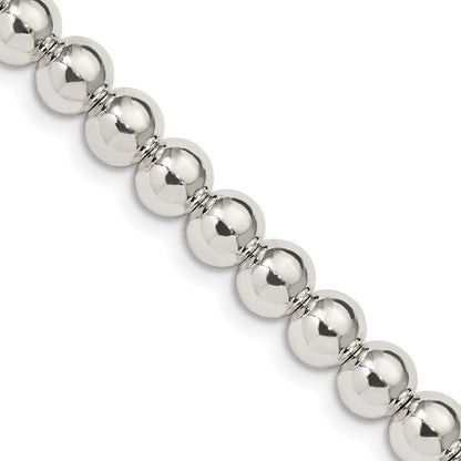 20 Inch Sterling Silver 6.1mm Beads On Box Chain Necklace