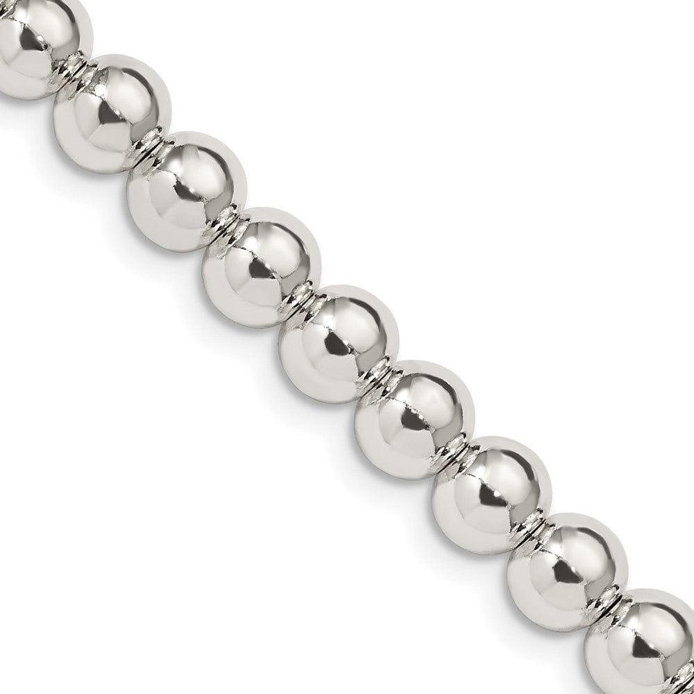 18 Inch Sterling Silver 6.1mm Beads On Box Chain Necklace