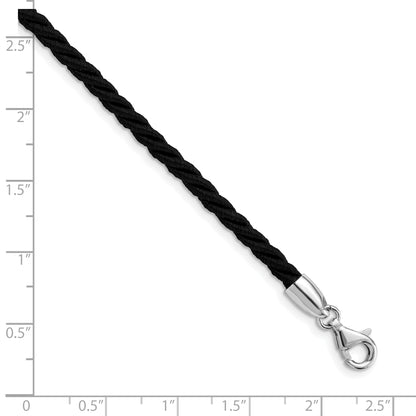 Sterling Silver Rhodium-Plated 18Inch Black Satin Cord Necklace