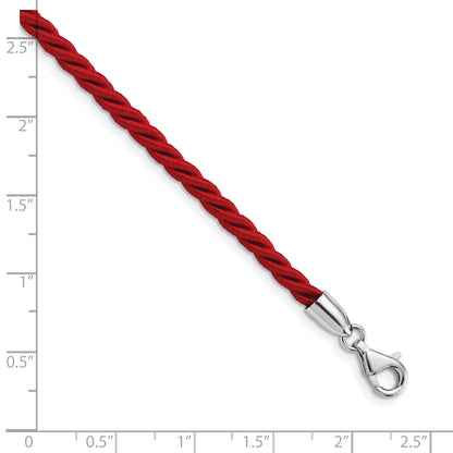 Sterling Silver Rhodium-Plated 18Inch Red Satin Cord Necklace