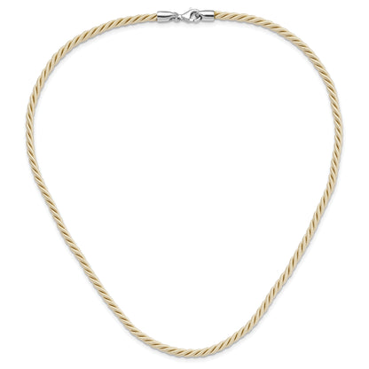 Sterling Silver Rhodium-Plated 18Inch Cream Satin Cord Necklace