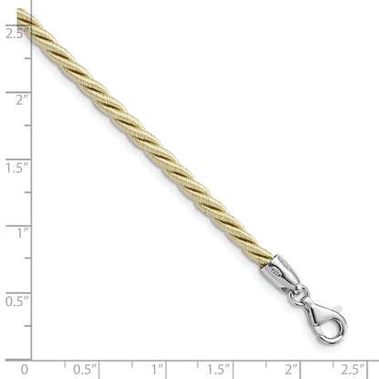 Sterling Silver Rhodium-Plated 18Inch Cream Satin Cord Necklace
