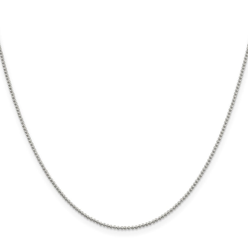 24 Inch Sterling Silver 1.25mm Beaded Chain Necklace
