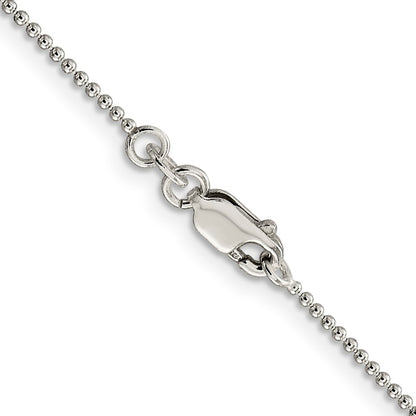 24 Inch Sterling Silver 1.25mm Beaded Chain Necklace