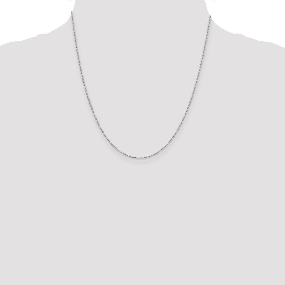 20 Inch Sterling Silver 1.25mm Beaded Chain Necklace