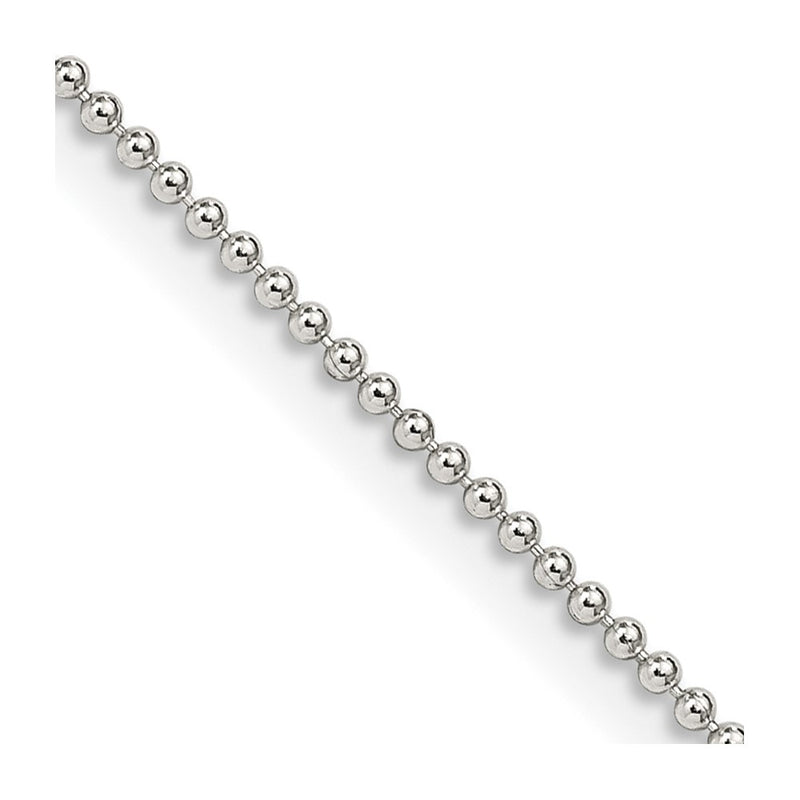 24 Inch Sterling Silver 1.25mm Beaded Chain Necklace