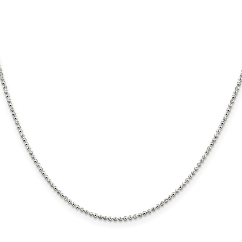 30 Inch Sterling Silver 1.5mm Beaded Chain Necklace