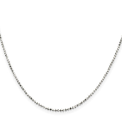 18 Inch Sterling Silver 1.5mm Beaded Chain Necklace