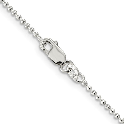 18 Inch Sterling Silver 1.5mm Beaded Chain Necklace