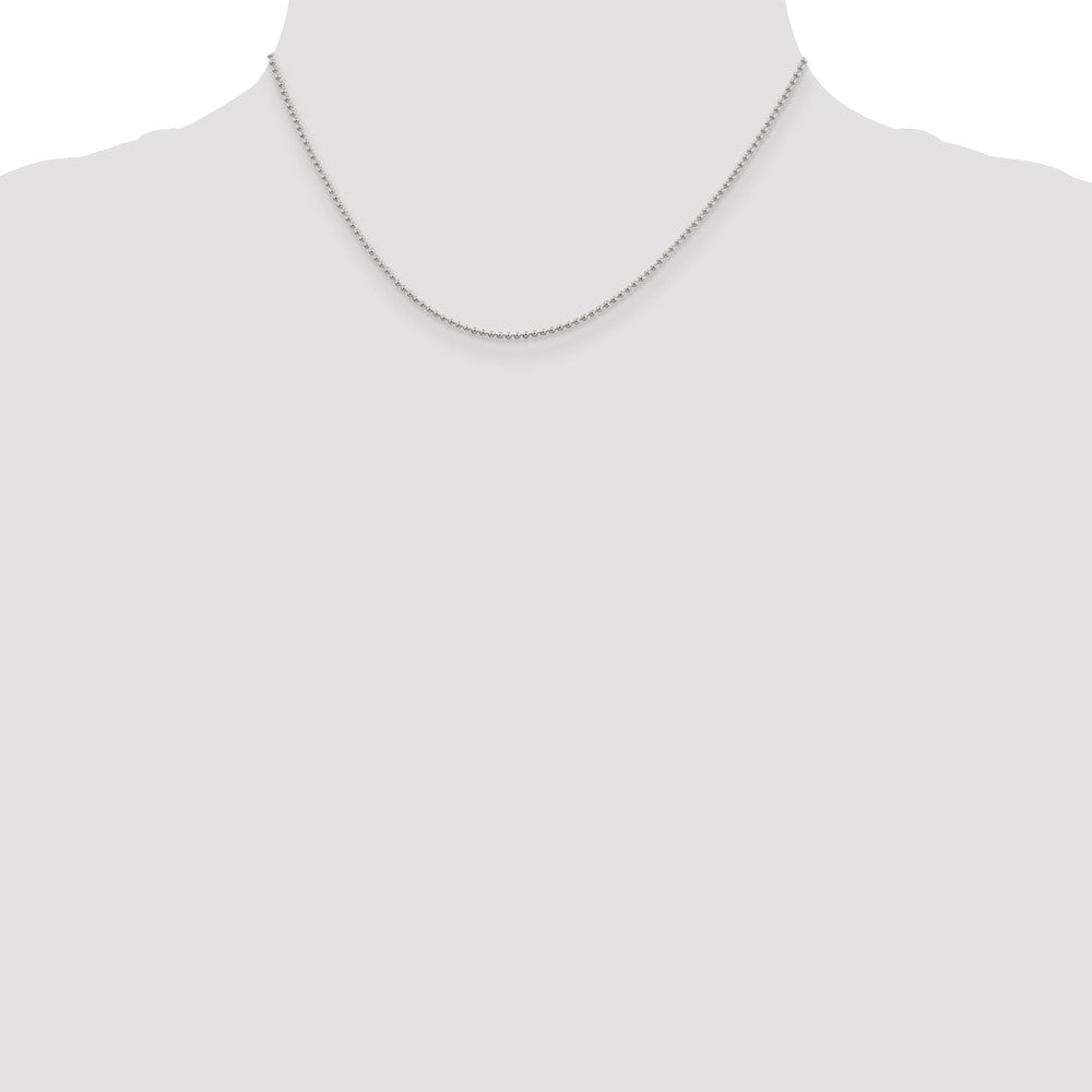 16 Inch Sterling Silver 1.5mm Beaded Chain Necklace