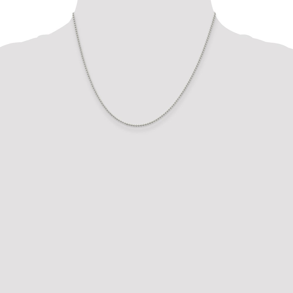 18 Inch Sterling Silver 1.5mm Beaded Chain Necklace