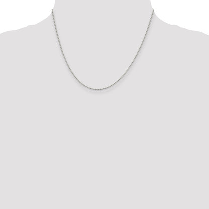 18 Inch Sterling Silver 1.5mm Beaded Chain Necklace