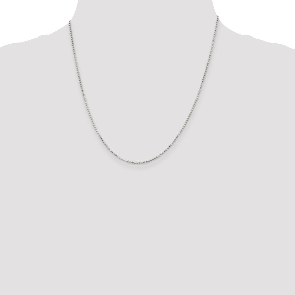 20 Inch Sterling Silver 1.5mm Beaded Chain Necklace