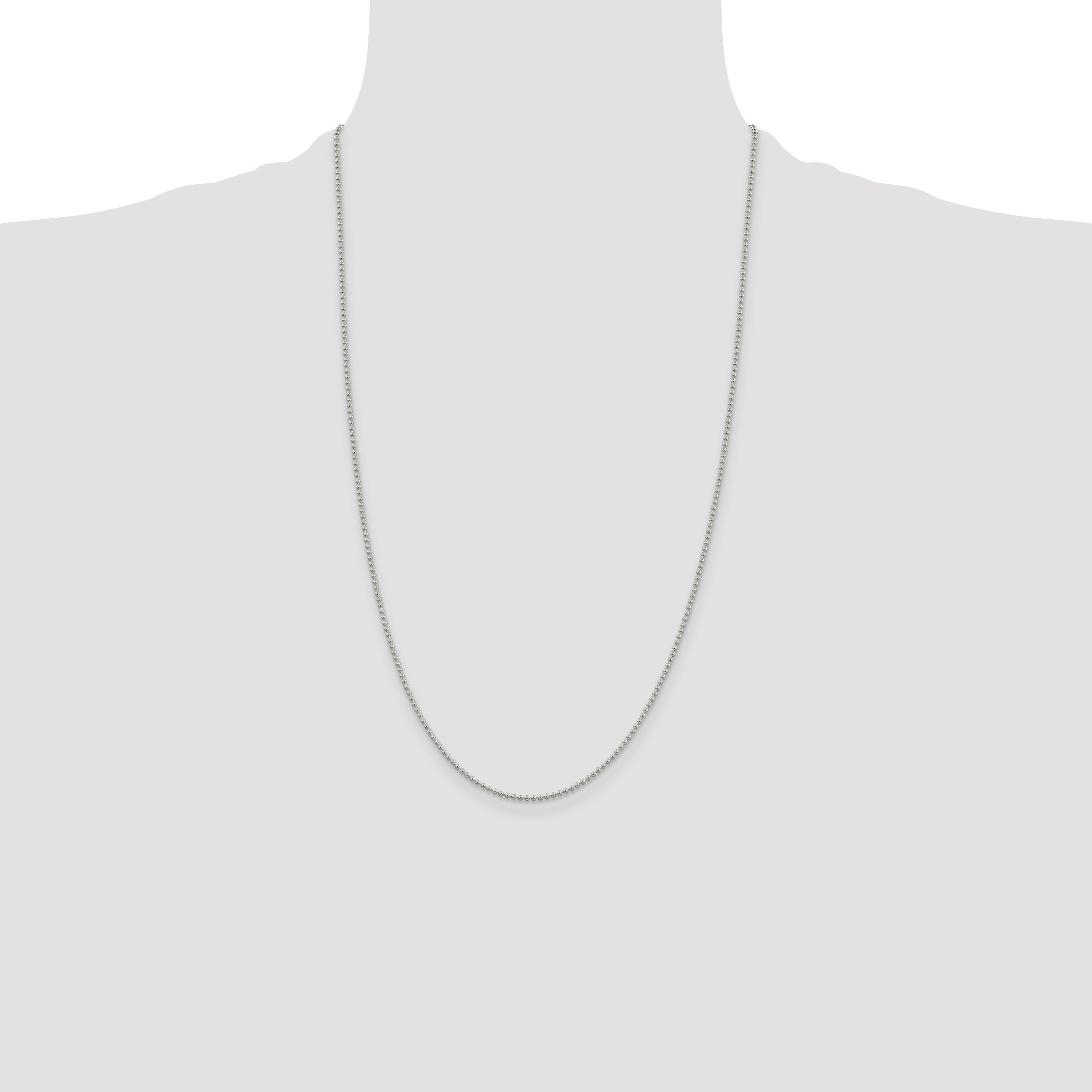 26 Inch Sterling Silver 1.5mm Beaded Chain