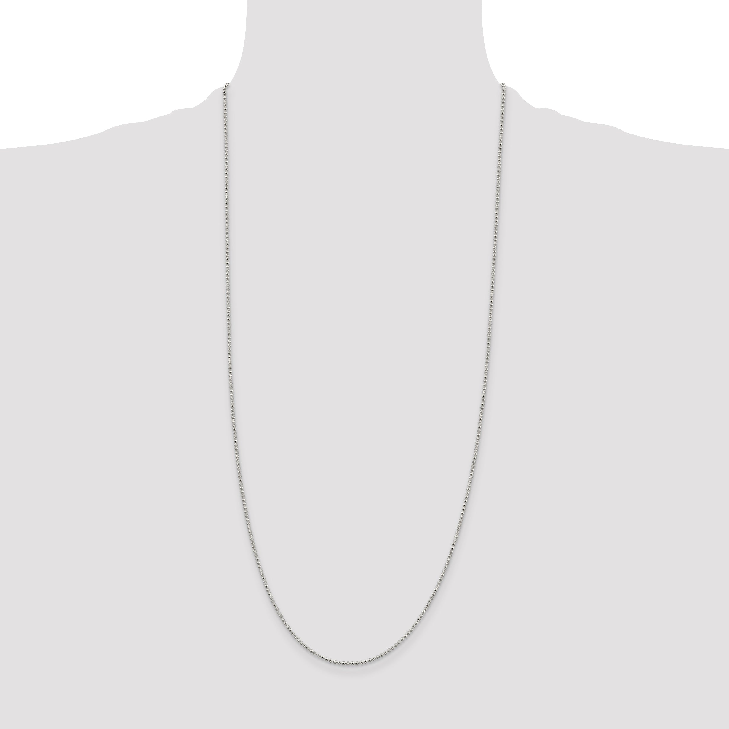 30 Inch Sterling Silver 1.5mm Beaded Chain