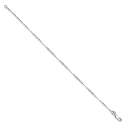9 Inch Sterling Silver 1.5mm Beaded Chain Anklet