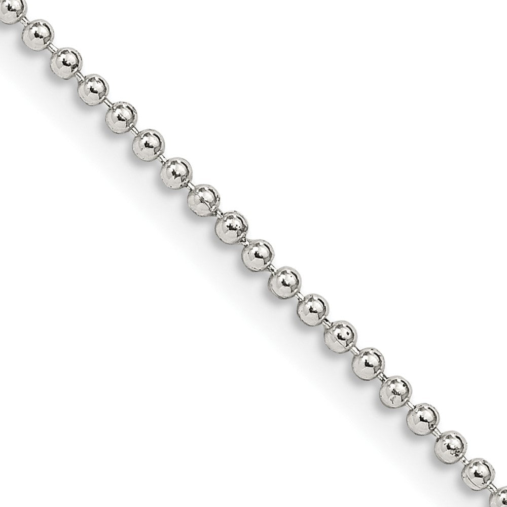 26 Inch Sterling Silver 1.5mm Beaded Chain Necklace