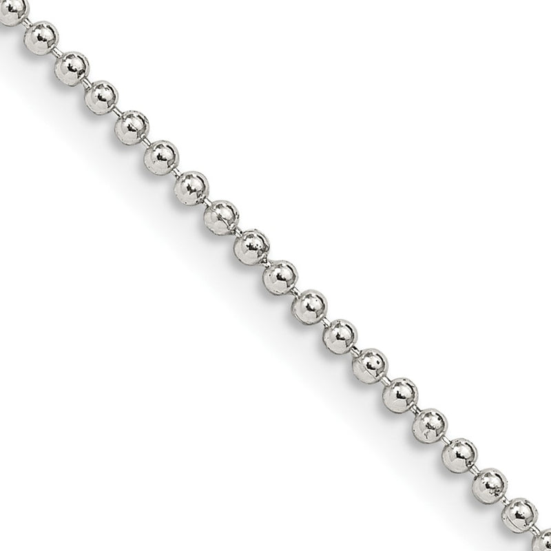26 Inch Sterling Silver 1.5mm Beaded Chain Necklace