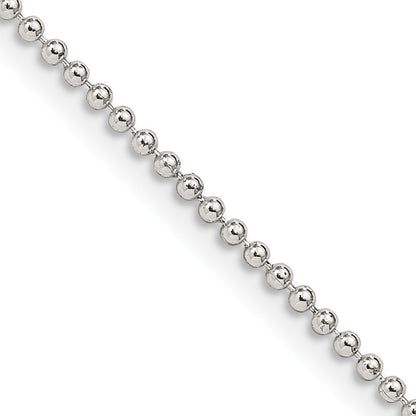24 Inch Sterling Silver 1.5mm Beaded Chain Necklace