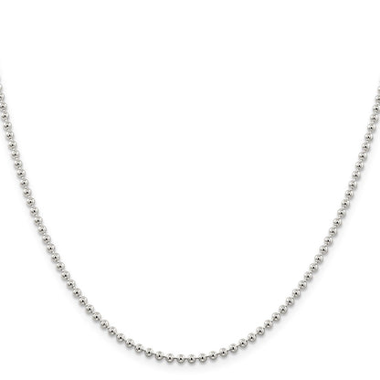 26 Inch Sterling Silver 2.35mm Beaded Chain Necklace