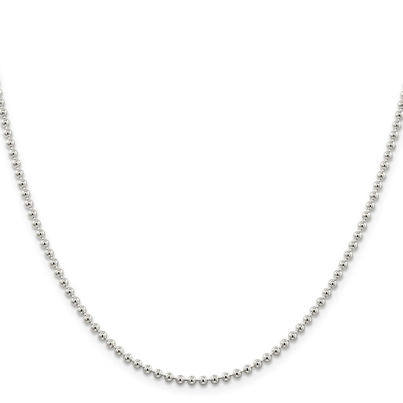 26 Inch Sterling Silver 2.35mm Beaded Chain Necklace