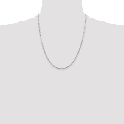 22 Inch Sterling Silver 2.35mm Beaded Chain W/4In Ext.