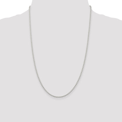 24 Inch Sterling Silver 2.35mm Beaded Chain