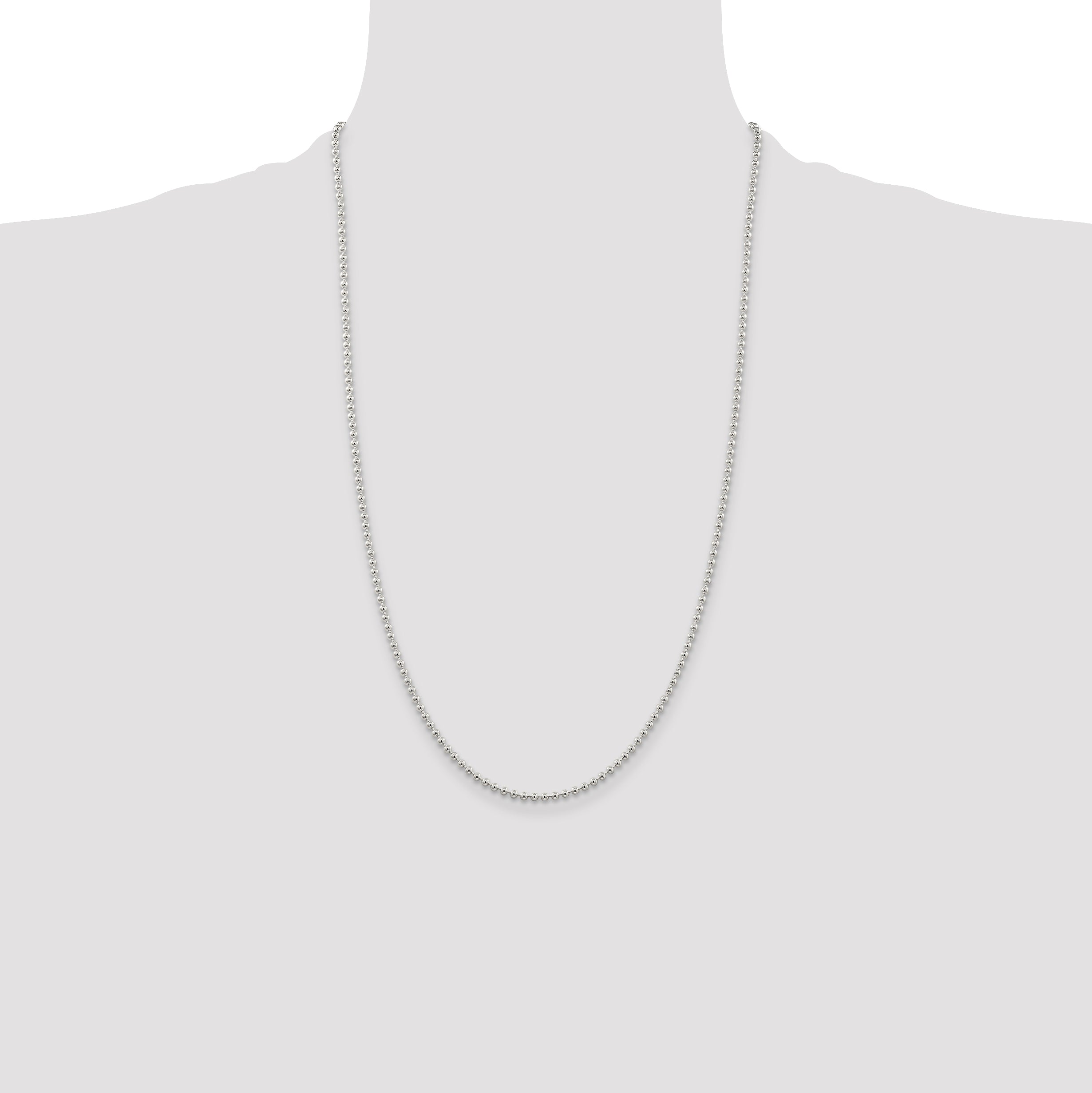 26 Inch Sterling Silver 2.35mm Beaded Chain