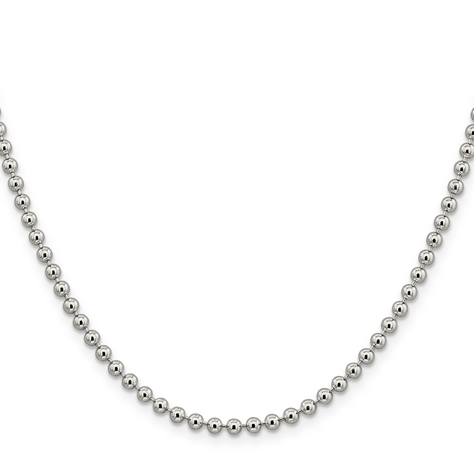 24 Inch Sterling Silver 3mm Beaded Chain Necklace
