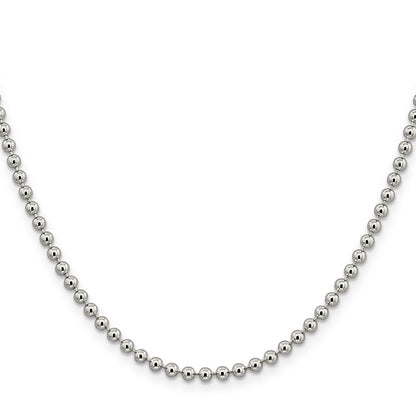 24 Inch Sterling Silver 3mm Beaded Chain Necklace