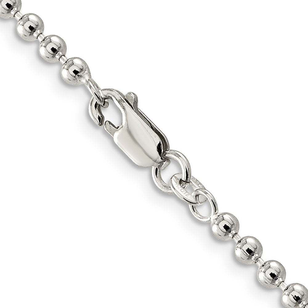 18 Inch Sterling Silver 3mm Beaded Chain Necklace