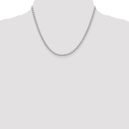 18 Inch Sterling Silver 3mm Beaded Chain Necklace