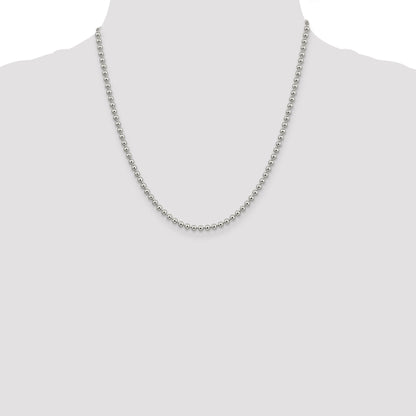 20 Inch Sterling Silver 3mm Beaded Chain