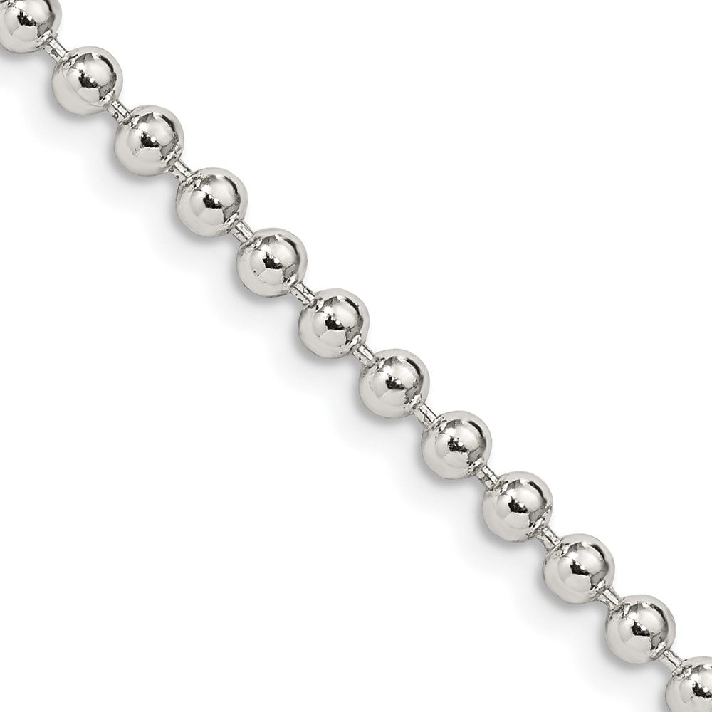 16 Inch Sterling Silver 3mm Beaded Chain Necklace