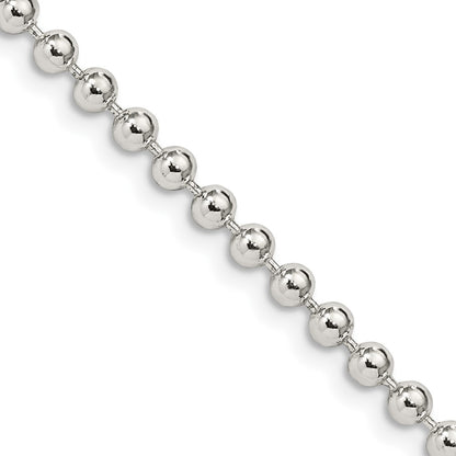 16 Inch Sterling Silver 3mm Beaded Chain Necklace