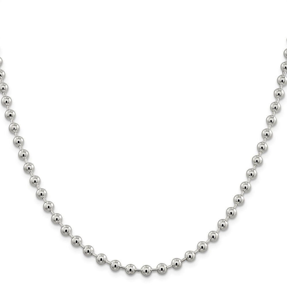 18 Inch Sterling Silver 5mm Beaded Chain Necklace