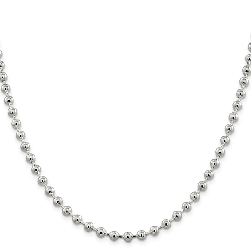 22 Inch Sterling Silver 5mm Beaded Chain Necklace