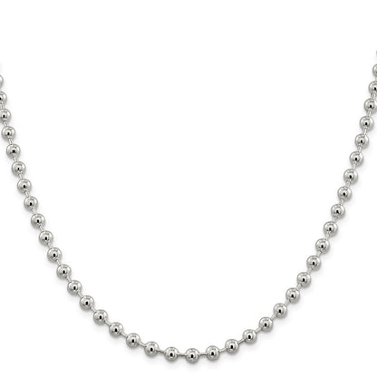 24 Inch Sterling Silver 5mm Beaded Chain Necklace
