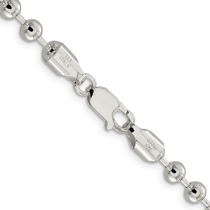 24 Inch Sterling Silver 5mm Beaded Chain Necklace
