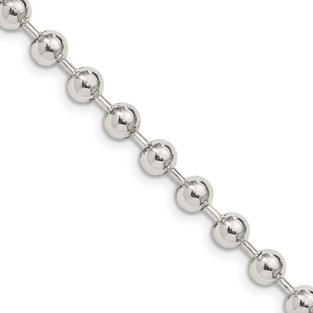 24 Inch Sterling Silver 5mm Beaded Chain Necklace