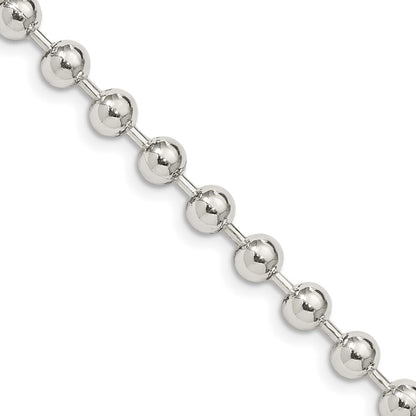 24 Inch Sterling Silver 5mm Beaded Chain Necklace
