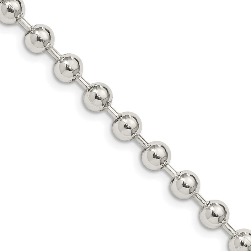 24 Inch Sterling Silver 5mm Beaded Chain Necklace