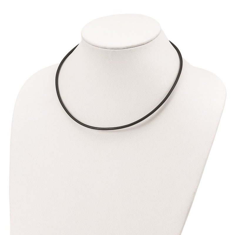 Sterling Silver 20Inch 3mm Black Leather Cord Necklace
